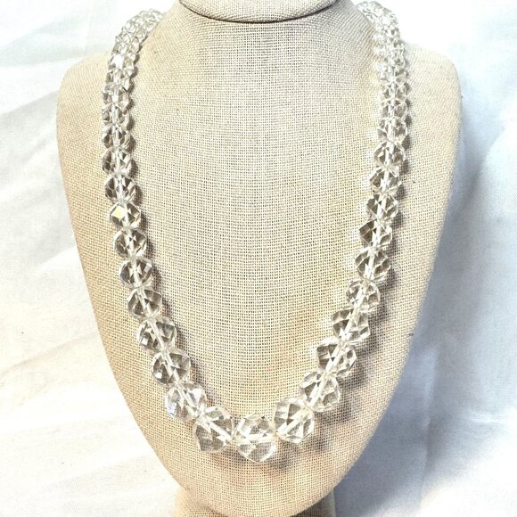 VTG Estate Cut Crystal Glass Faceted Beads Graduated Strand 5-12mm 20" Length - Picture 1 of 10